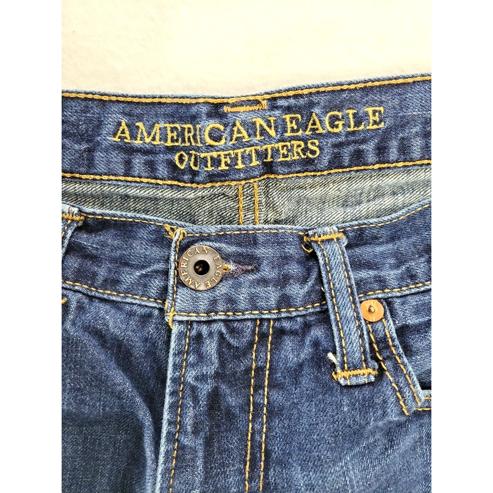 American Eagle Men's 34x30 Relaxed Straight Denim Blue Jeans - Picture 5 of 7